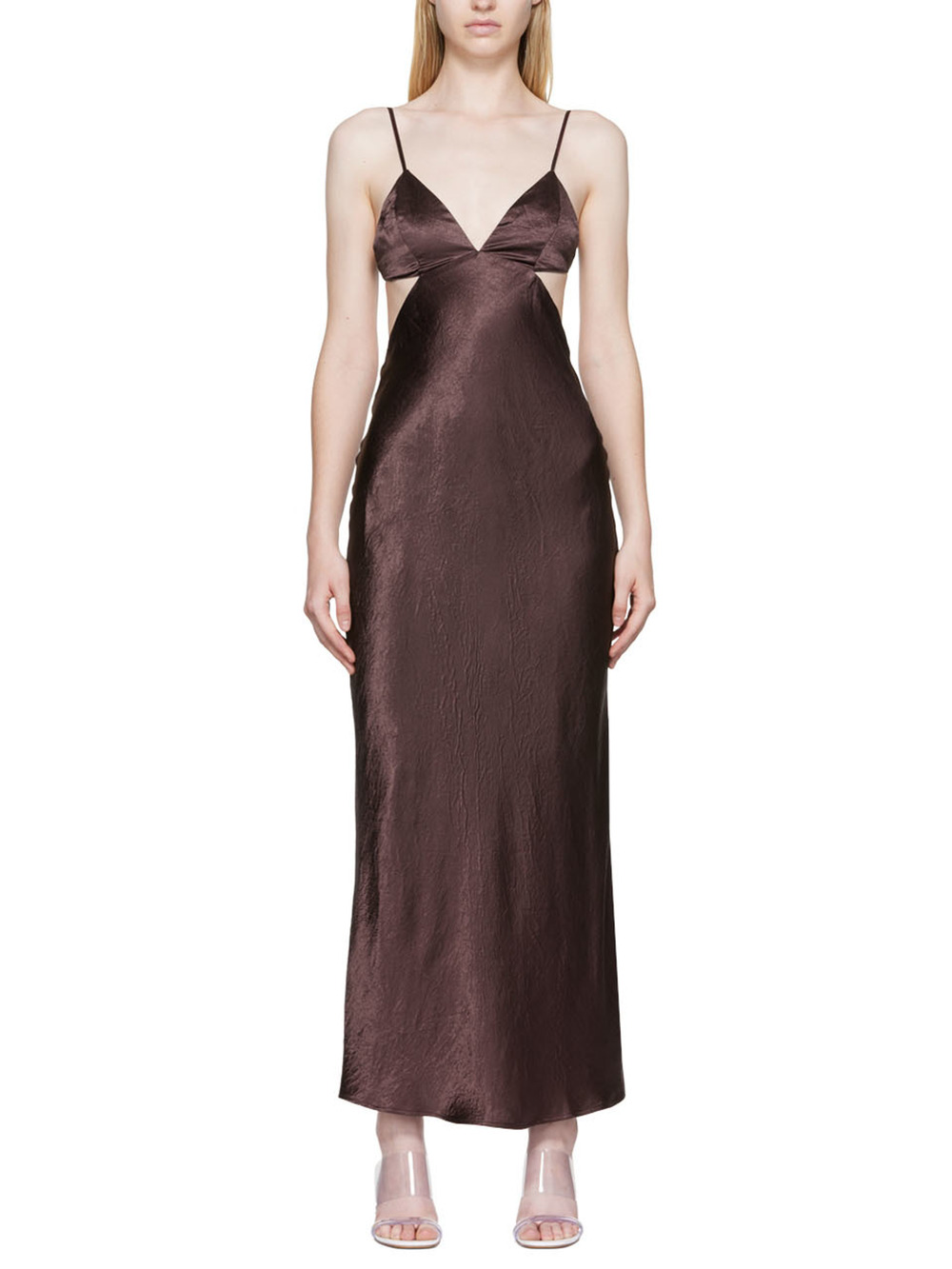 Third Form Exclusive Dark Brown Crush Maxi Dress Size 2